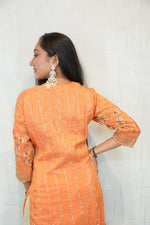 Orange Embroidered Ethnic Kurti