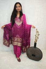 Deep Pink Handcrafted Luxurious Bandhani Suit Set