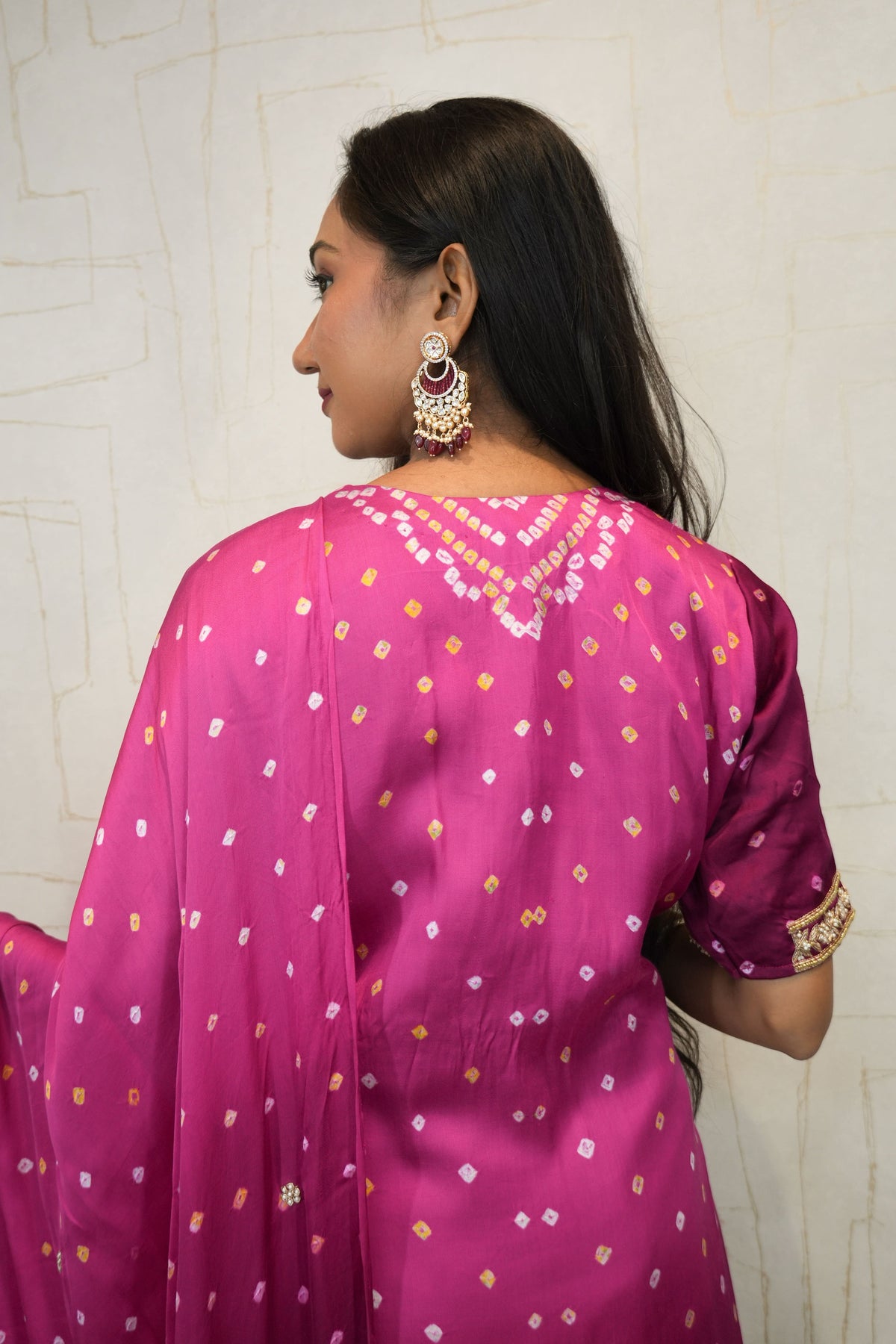 Deep Pink Handcrafted Luxurious Bandhani Suit Set