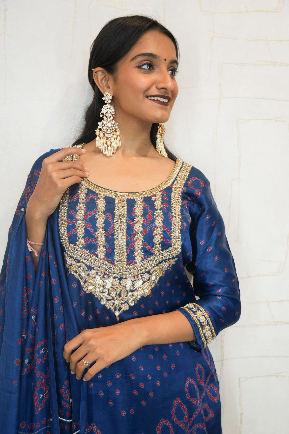 Deep Royal Blue Handcrafted Luxurious Bandhani Suit Set