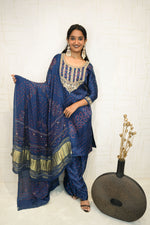 Deep Royal Blue Handcrafted Luxurious Bandhani Suit Set