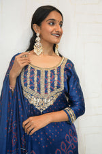 Deep Royal Blue Handcrafted Luxurious Bandhani Suit Set