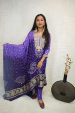 Royal Purple Handcrafted Luxurious Bandhani Suit Set