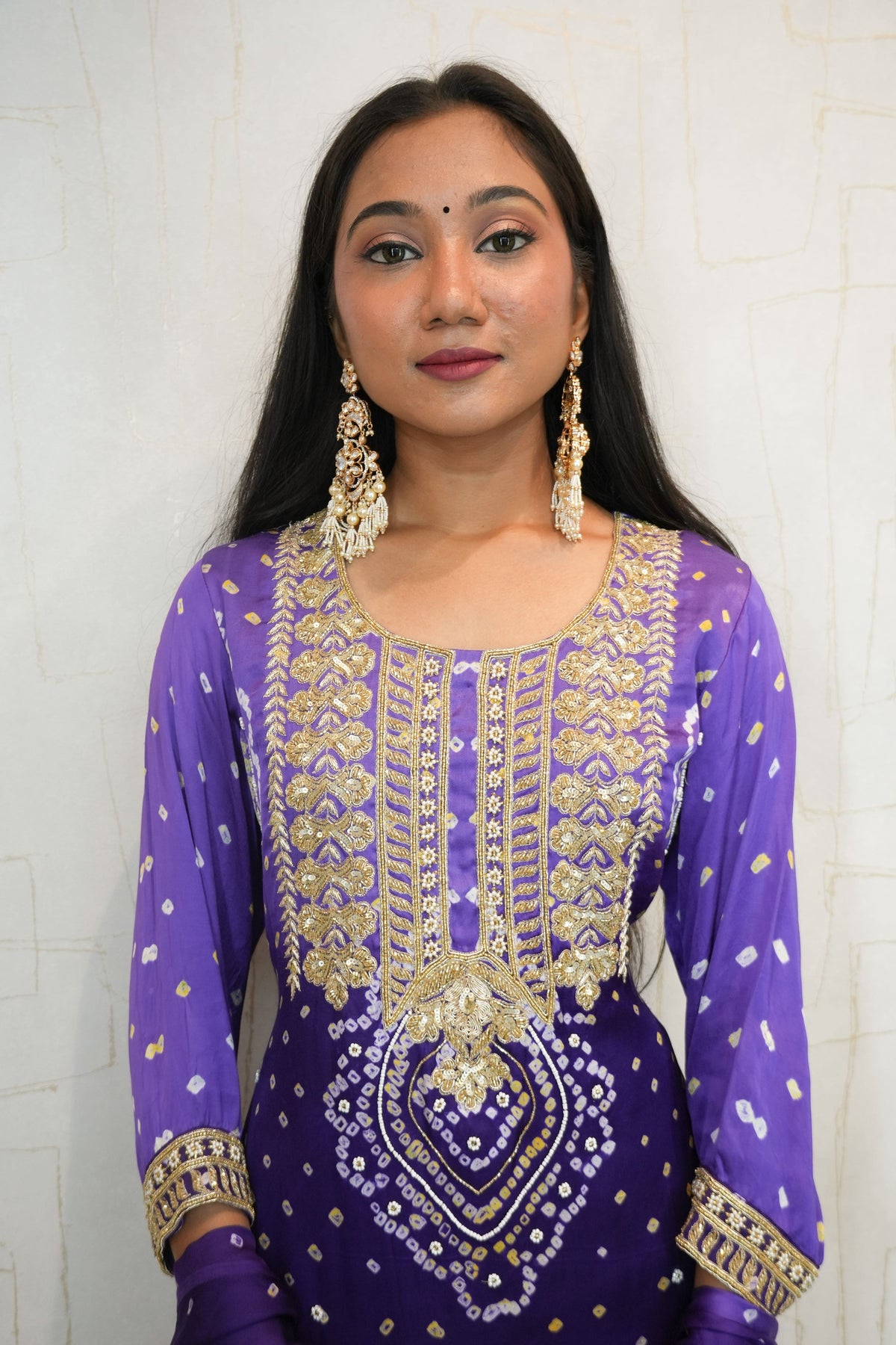 Royal Purple Handcrafted Luxurious Bandhani Suit Set