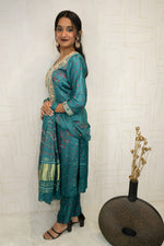 Deep Teal Handcrafted Luxurious Bandhani Suit Set