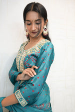 Deep Teal Handcrafted Luxurious Bandhani Suit Set