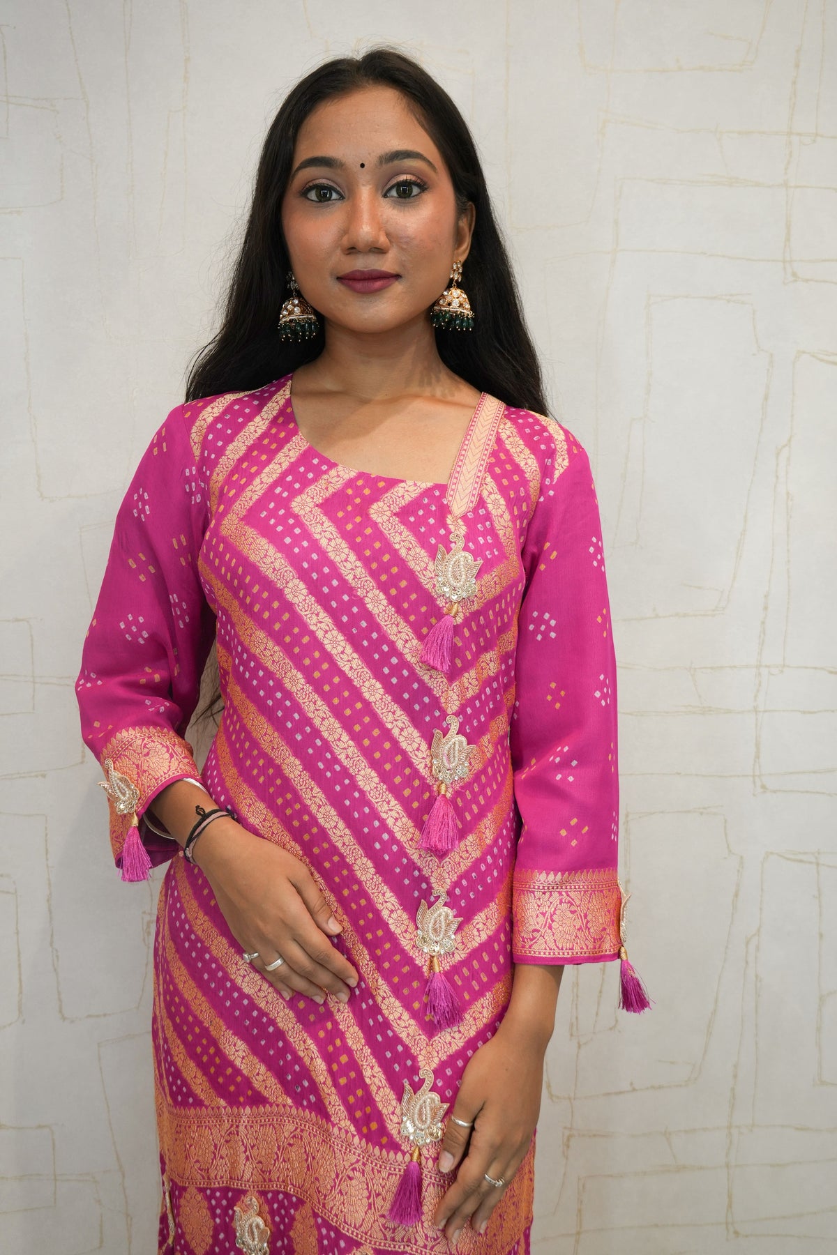 Rich Rani Pink Handcrafted Bandhani Suit Set