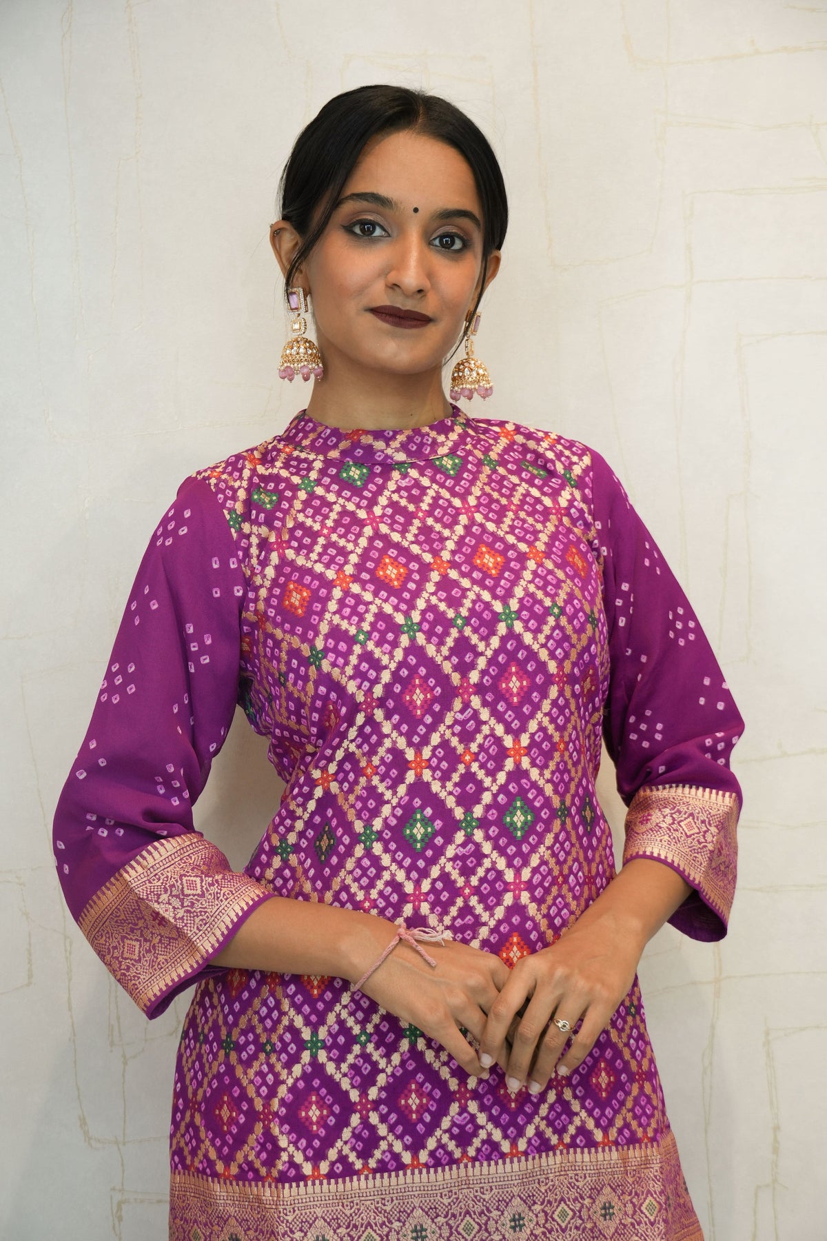 Rich Purple Handcrafted Bandhani Suit Set