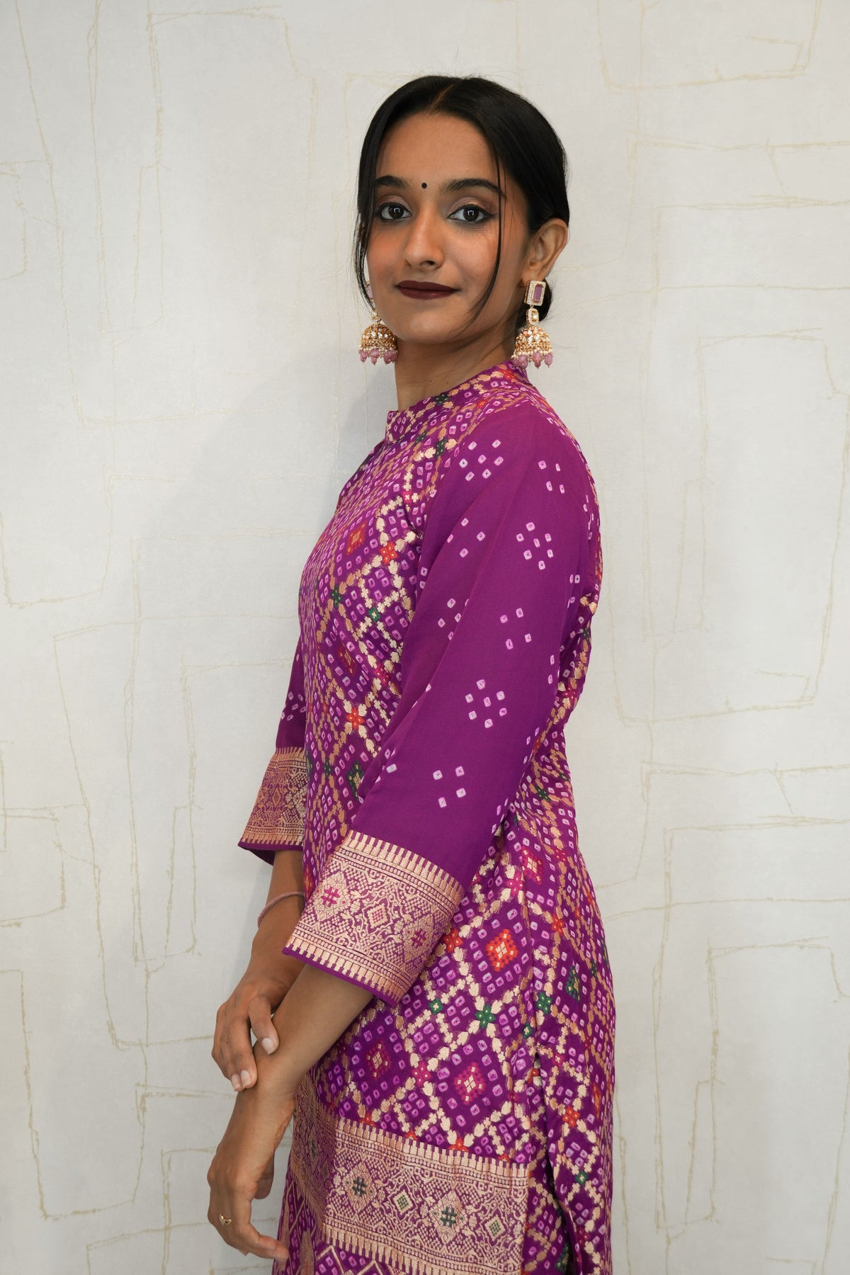 Rich Purple Handcrafted Bandhani Suit Set