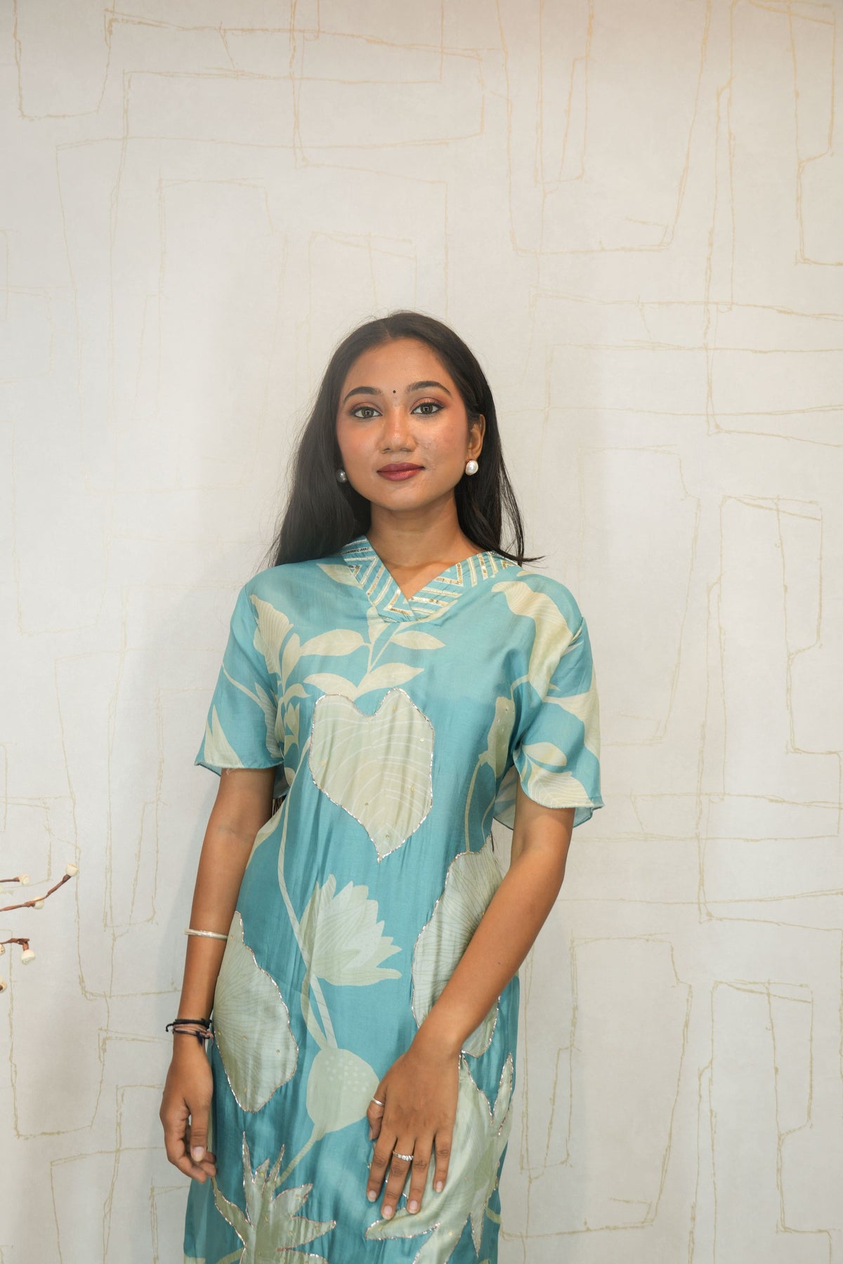 Aqua Blue Kurta Set with Dupatta