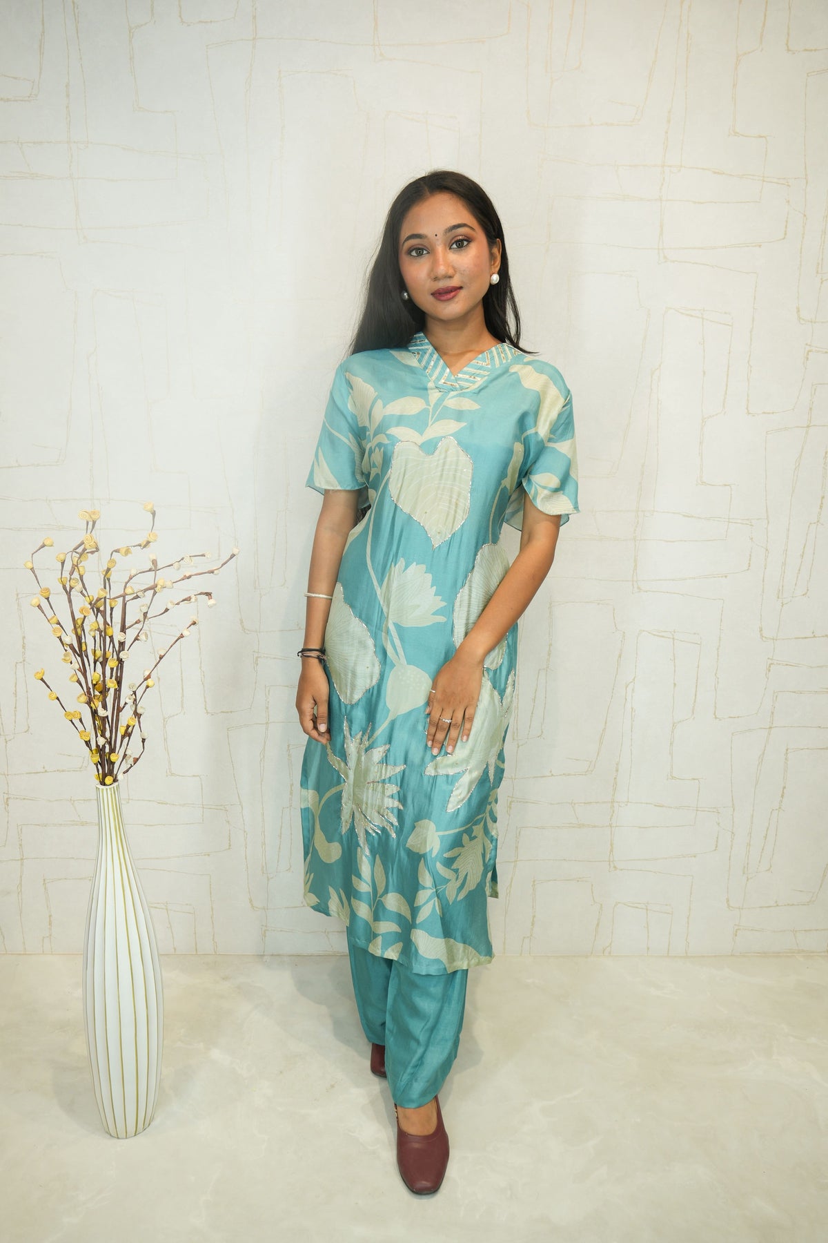 Aqua Blue Kurta Set with Dupatta