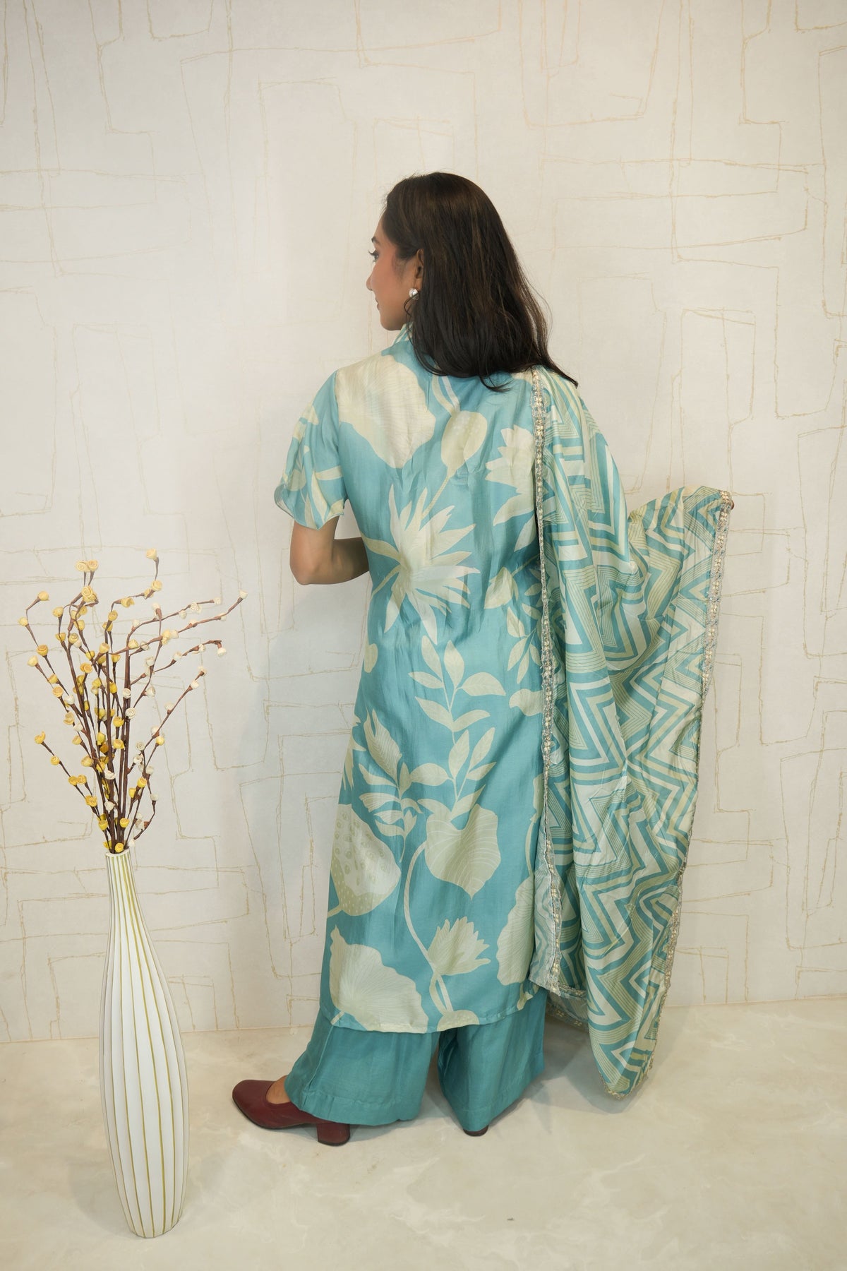 Aqua Blue Kurta Set with Dupatta