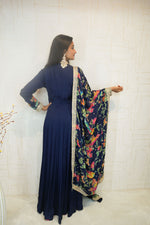 Parrot Embroidered Anarkali Suit with Dupatta