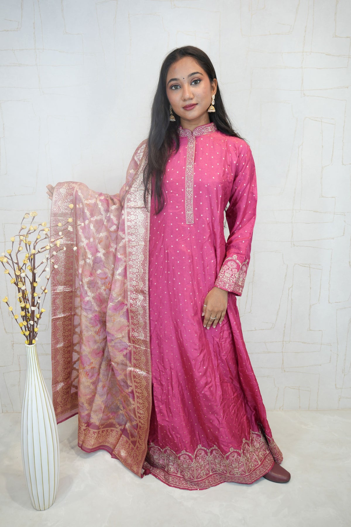 Embroidered Anarkali 3-Piece Set