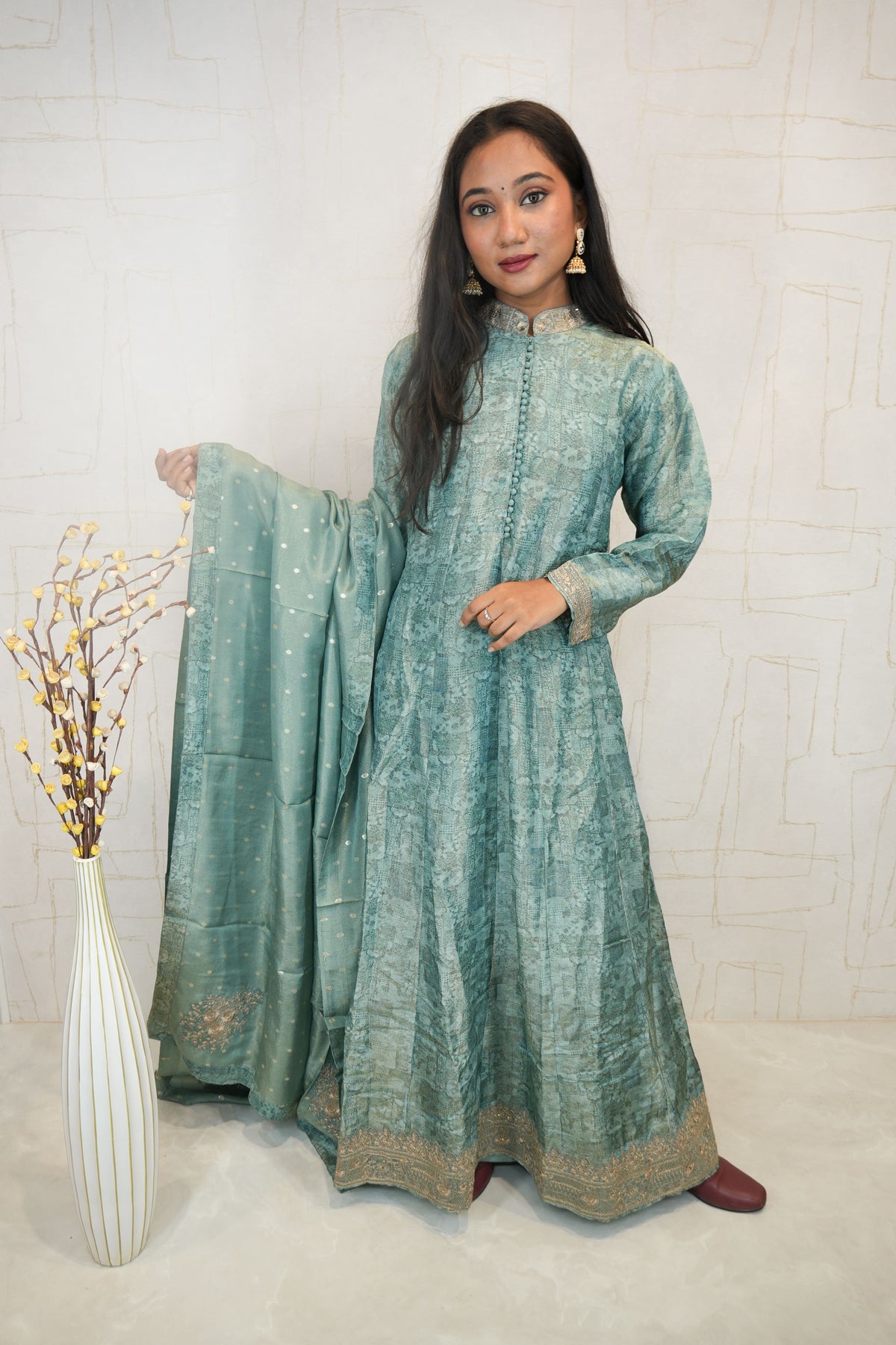 Zari Embroidered Anarkali Suit Set