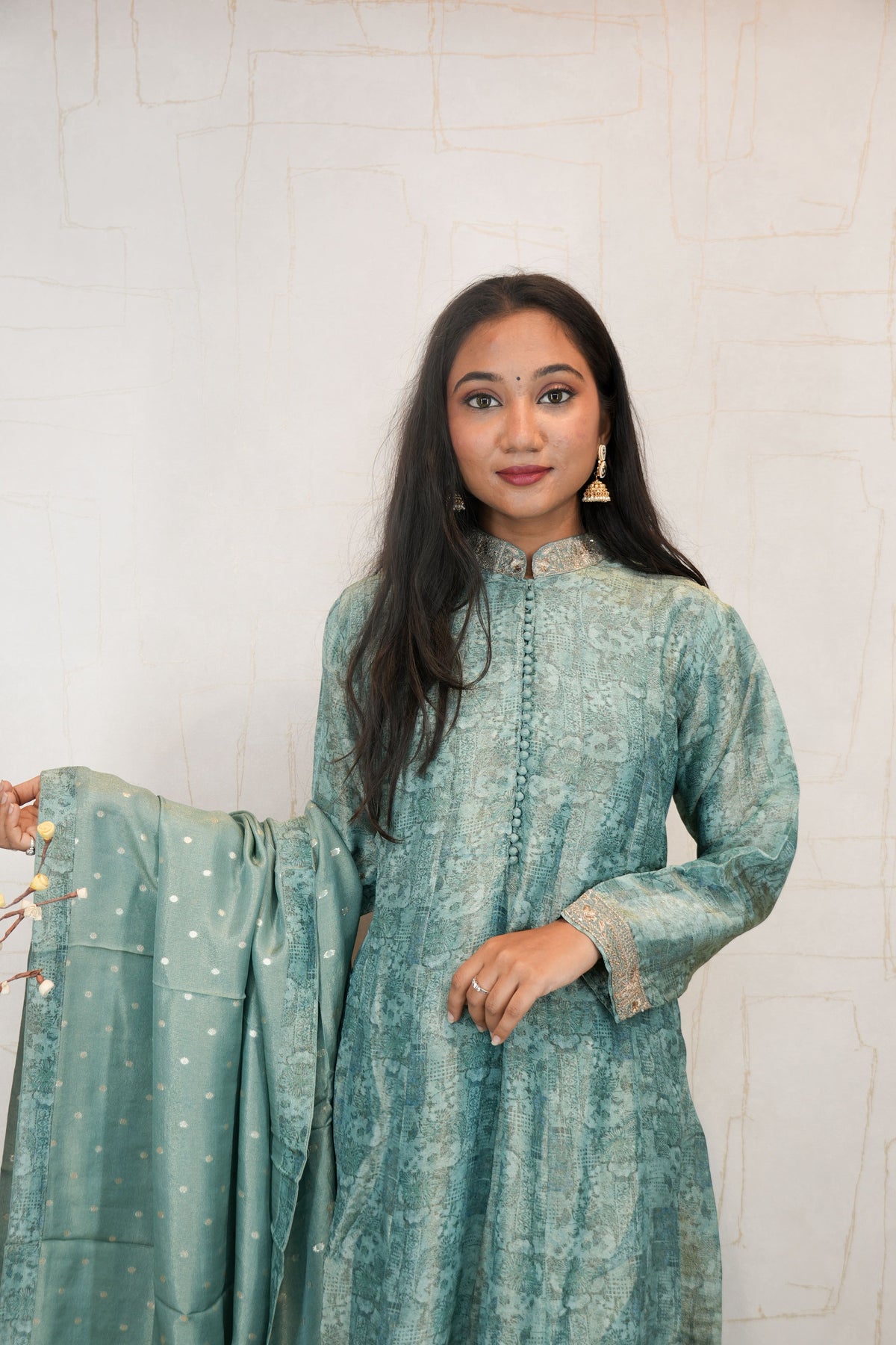 Zari Embroidered Anarkali Suit Set