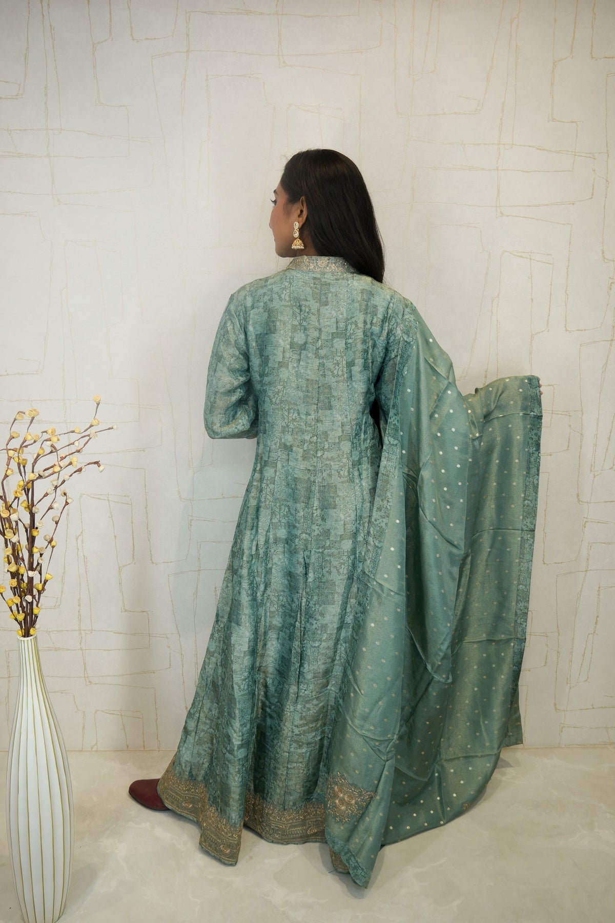 Zari Embroidered Anarkali Suit Set