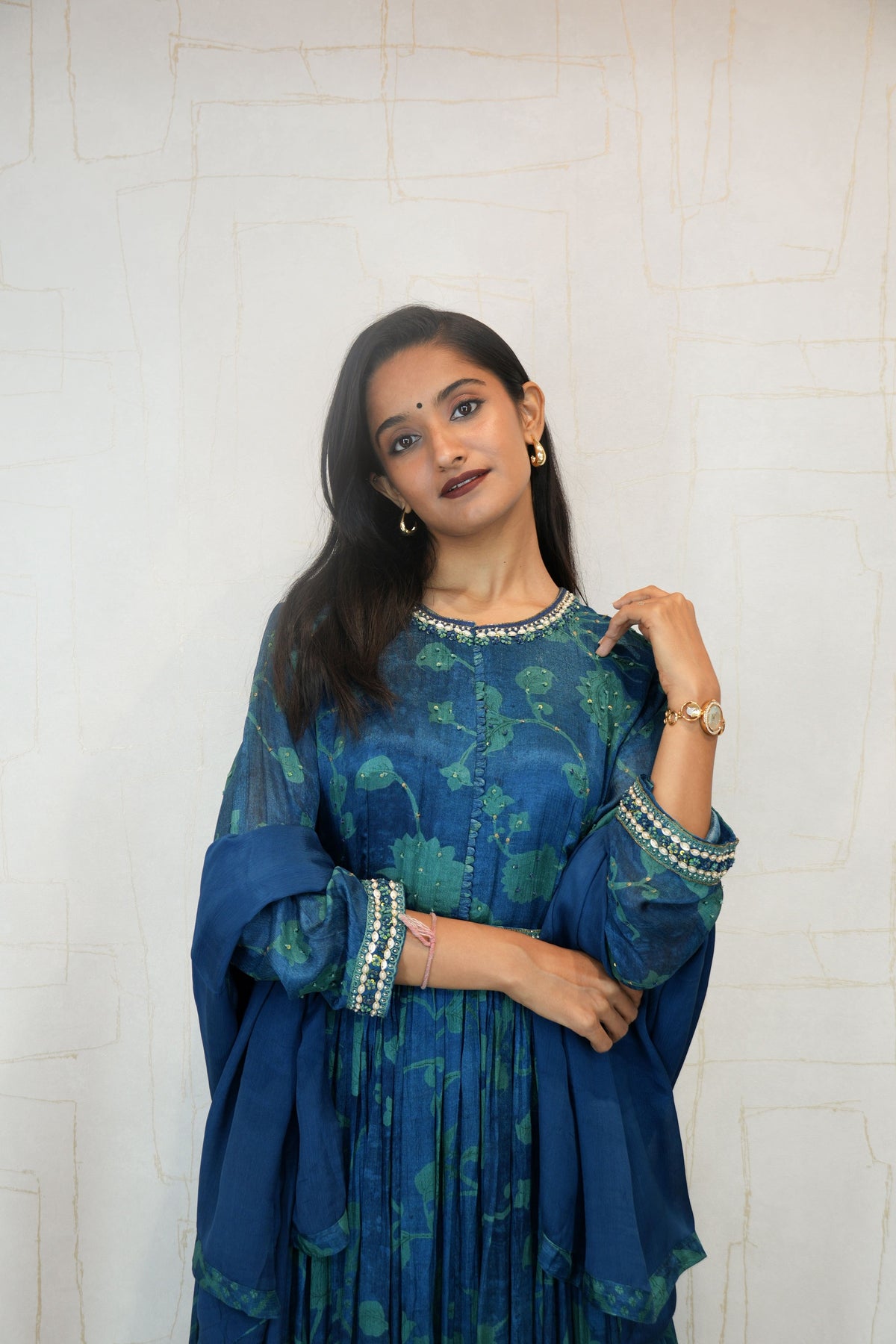 Deep Teal Blue Royal Anarkali Dress