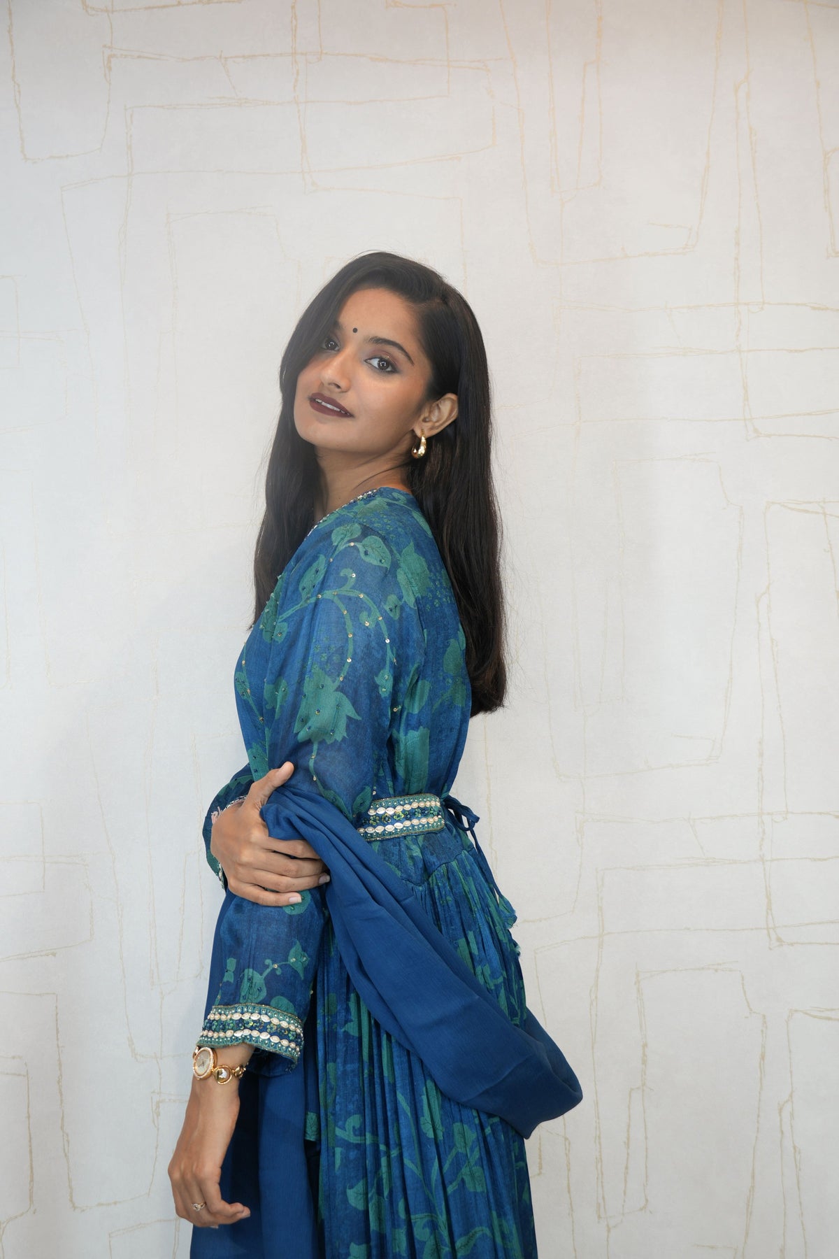 Deep Teal Blue Royal Anarkali Dress