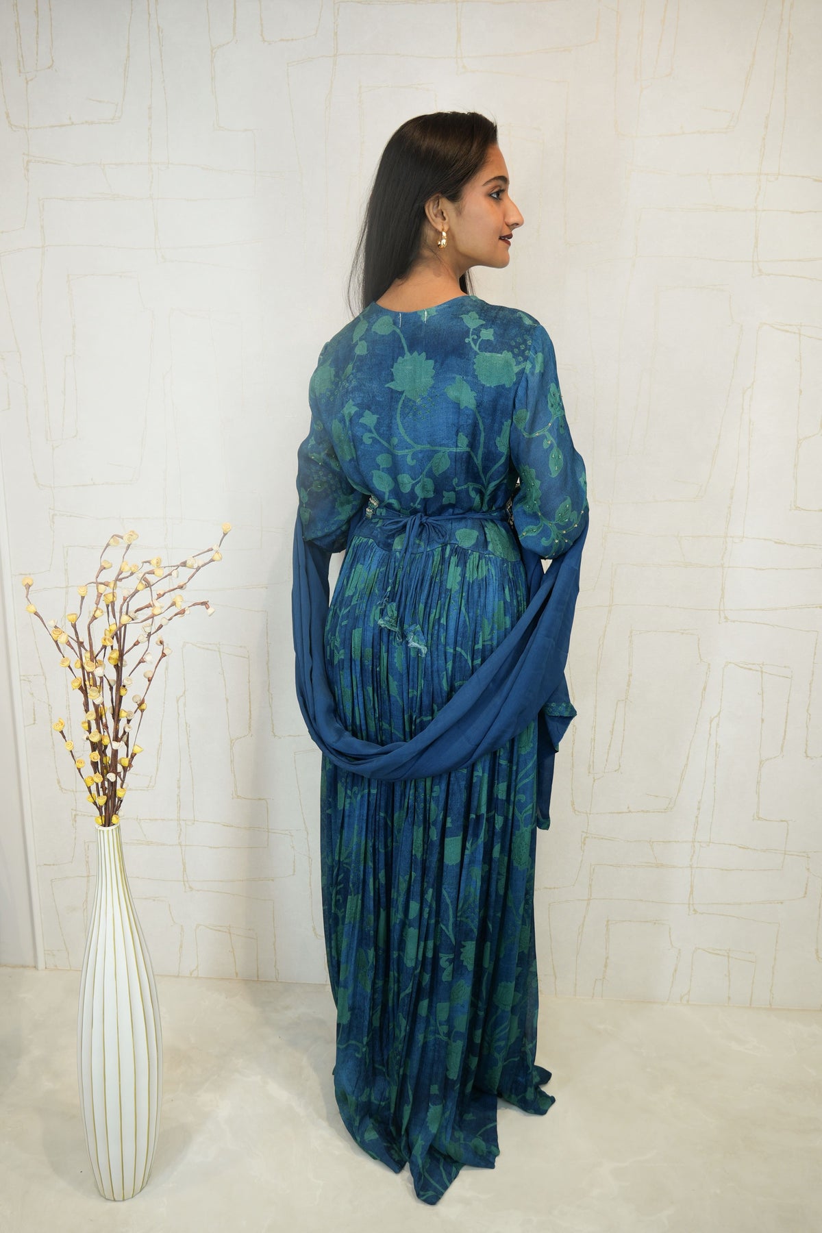 Deep Teal Blue Royal Anarkali Dress