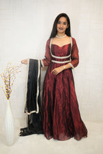 Maroon Gown with Dupatta