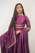 Royal Purple Embellished Anarkali Gown with Dupatta