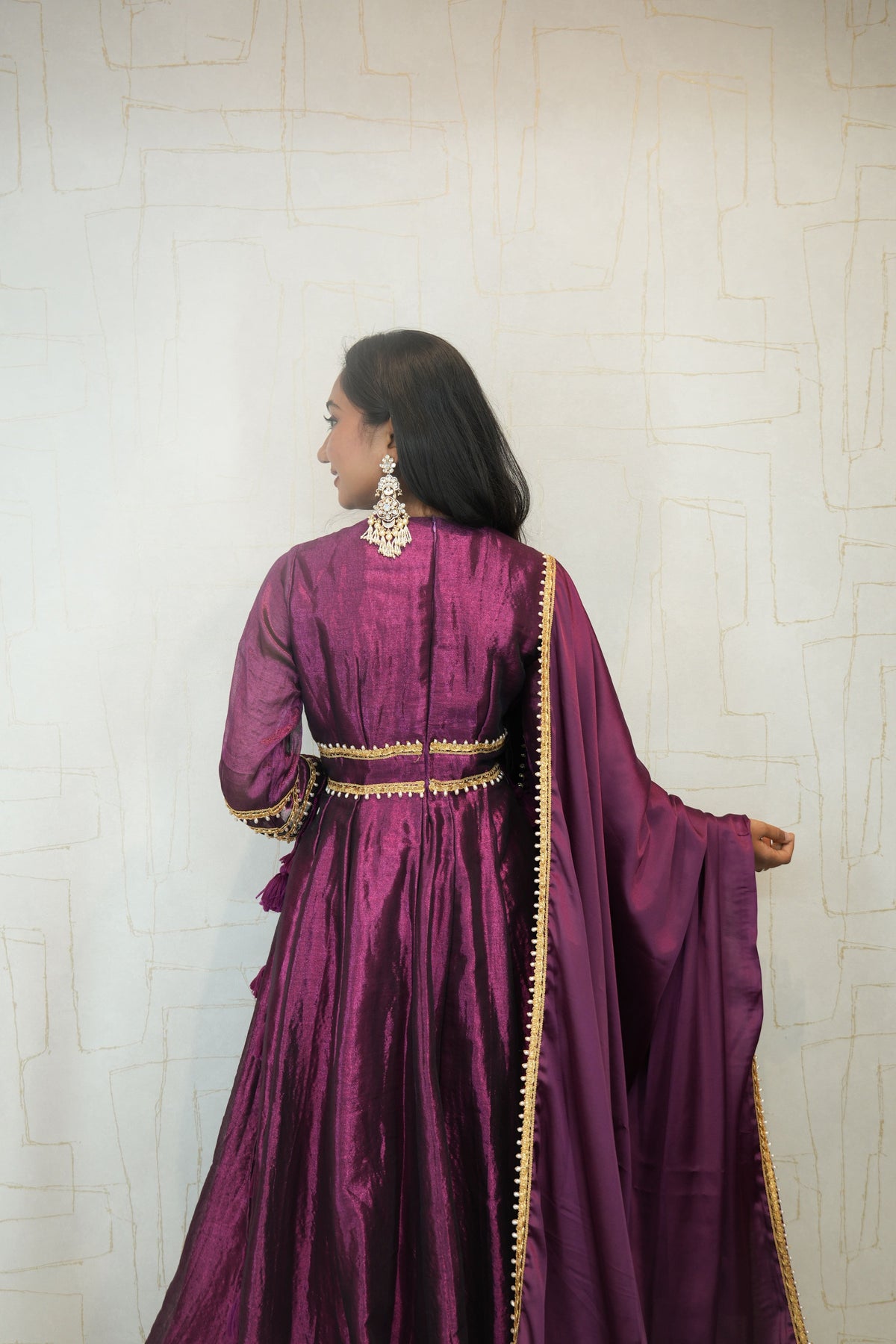 Royal Purple Embellished Anarkali Gown with Dupatta