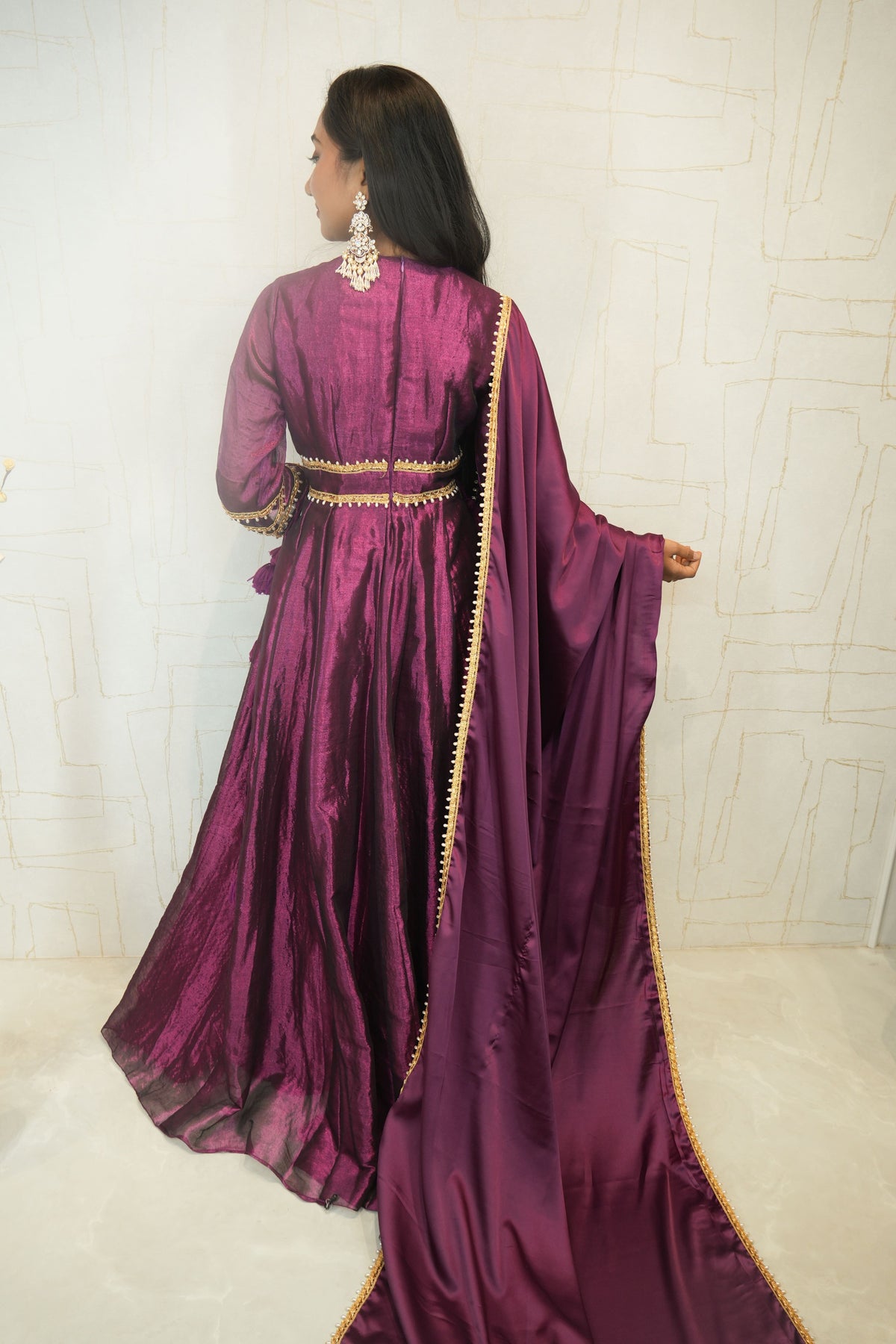 Royal Purple Embellished Anarkali Gown with Dupatta