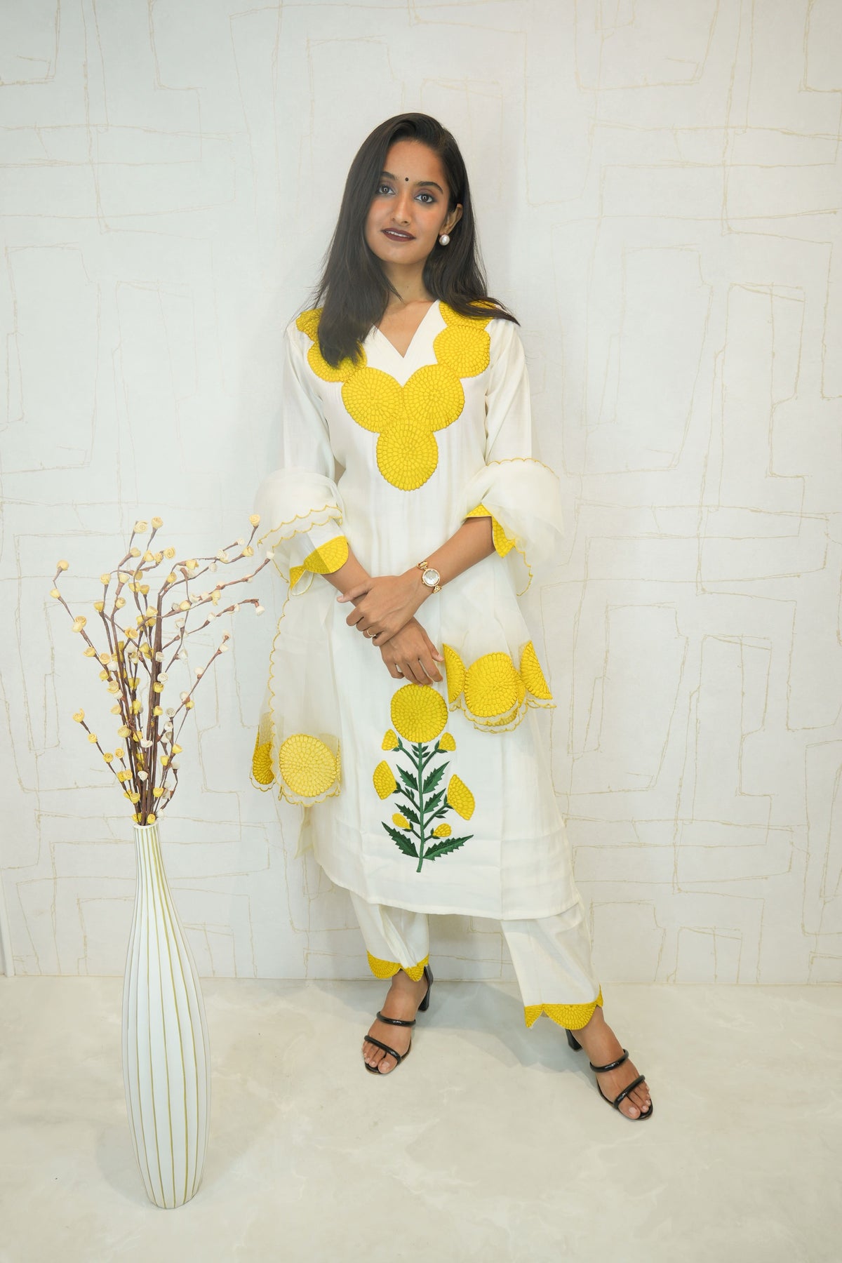 White Ready-to-Wear Ethnic Dress
