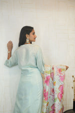 Sky Blue Kurta Set with Floral Dupatta