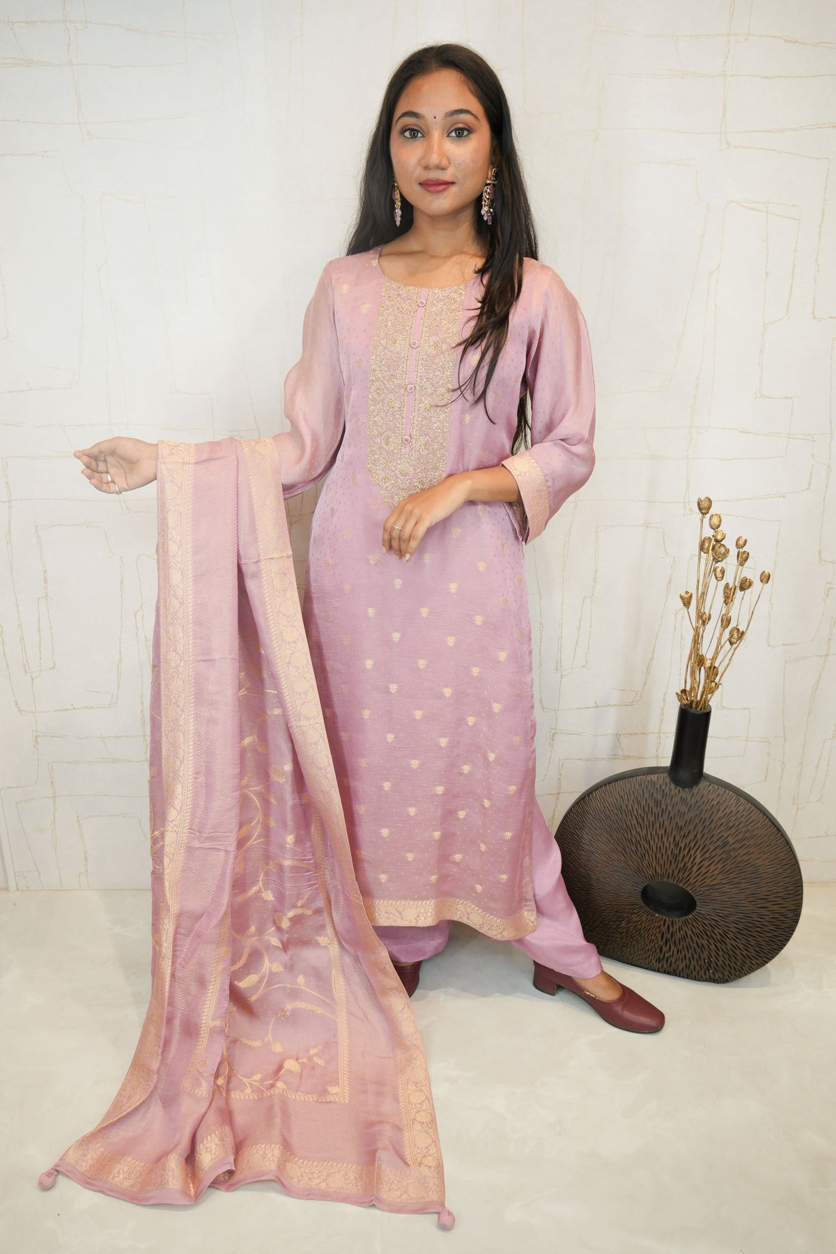 Pastel Pink Ready-to-Wear Ethnic Dress