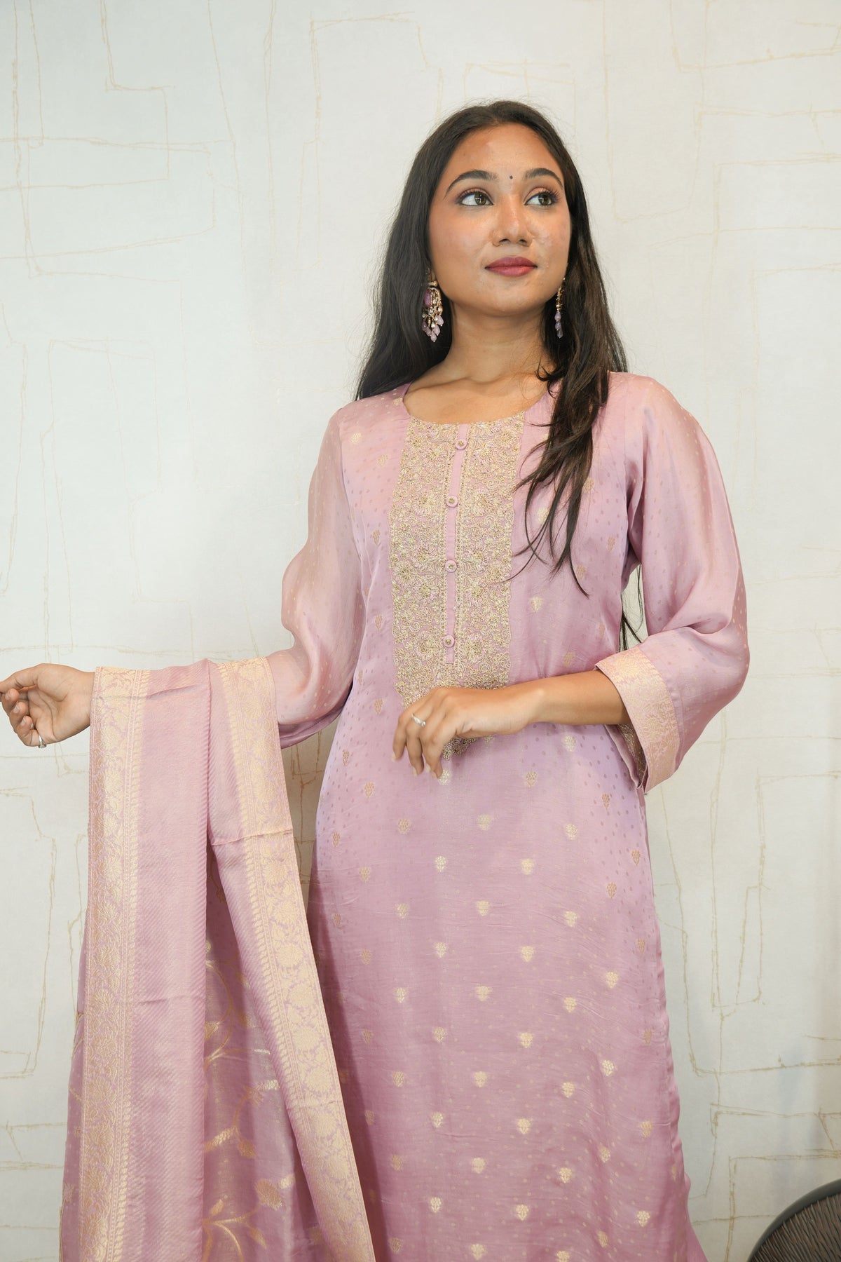Pastel Pink Ready-to-Wear Ethnic Dress