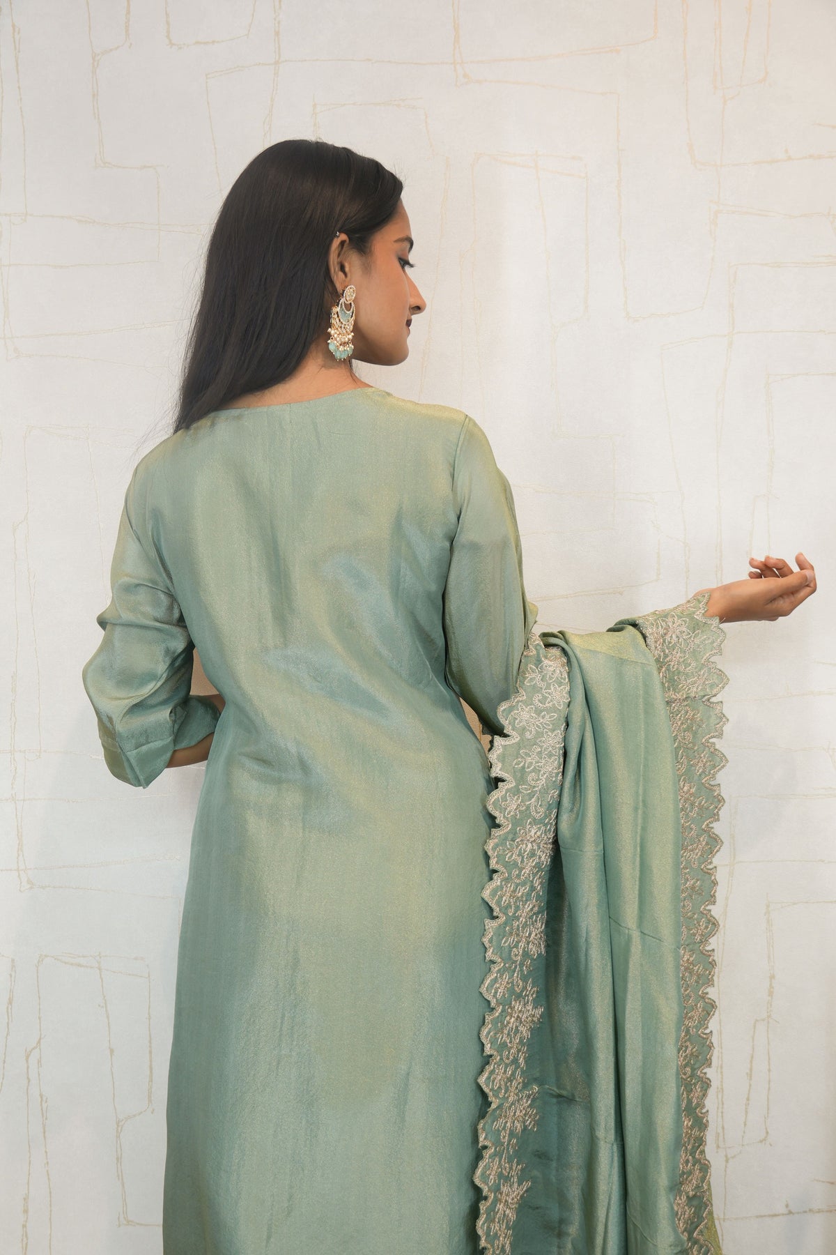 Sage Green Embroidered Suit Set