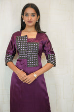 Women Embroidered Cotton Blend A-line Kurta (Rich Purple)