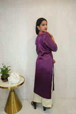 Women Embroidered Cotton Blend A-line Kurta (Rich Purple)