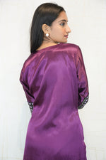 Women Embroidered Cotton Blend A-line Kurta (Rich Purple)