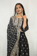 Midnight Black Embroidered Kurta Set with Dupatta