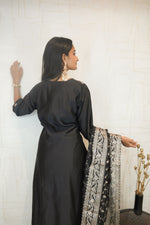Midnight Black Embroidered Kurta Set with Dupatta