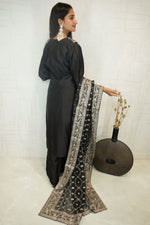 Midnight Black Embroidered Kurta Set with Dupatta