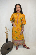 Embroidered Straight Cut Bandhani Kurti with Intricate Traditional Detailing