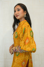 Embroidered Straight Cut Bandhani Kurti with Intricate Traditional Detailing