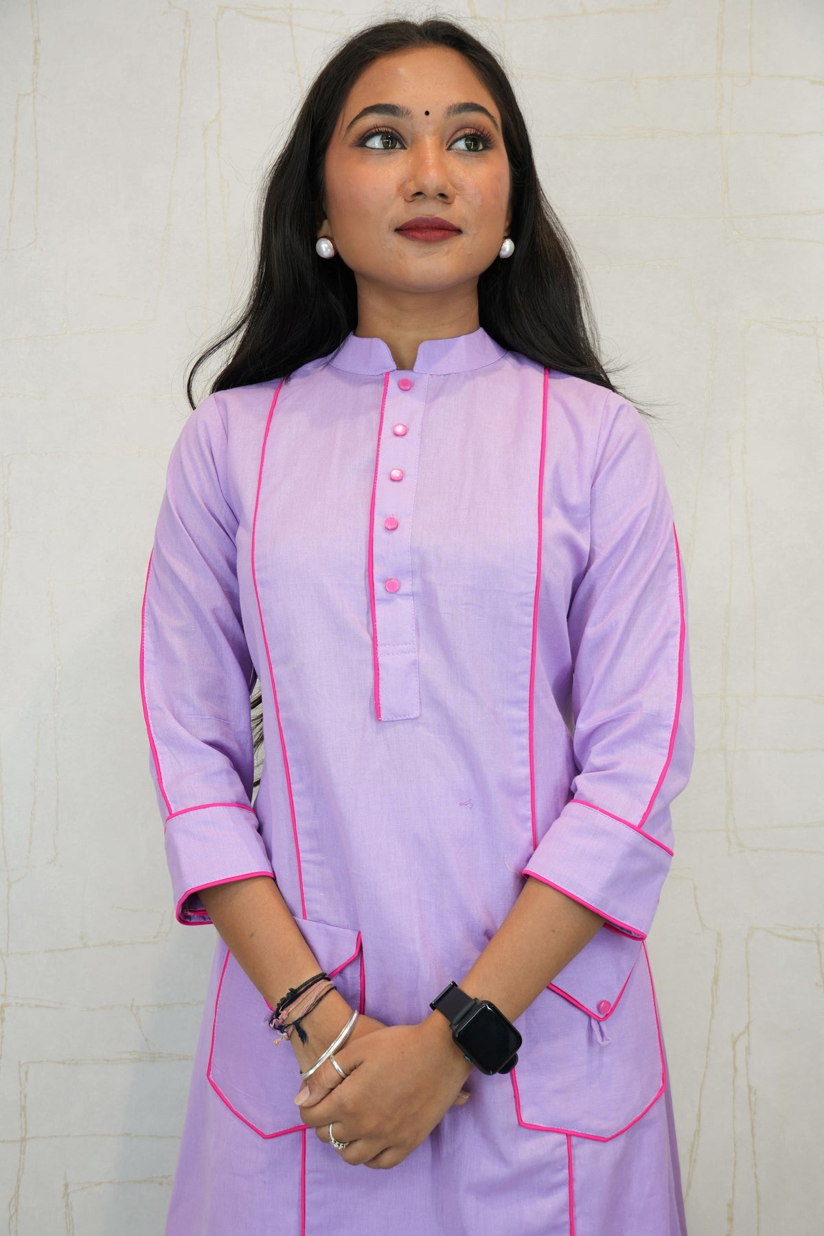 Lilac Straight Kurta with Plazzo Set