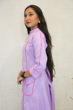 Lilac Straight Kurta with Plazzo Set