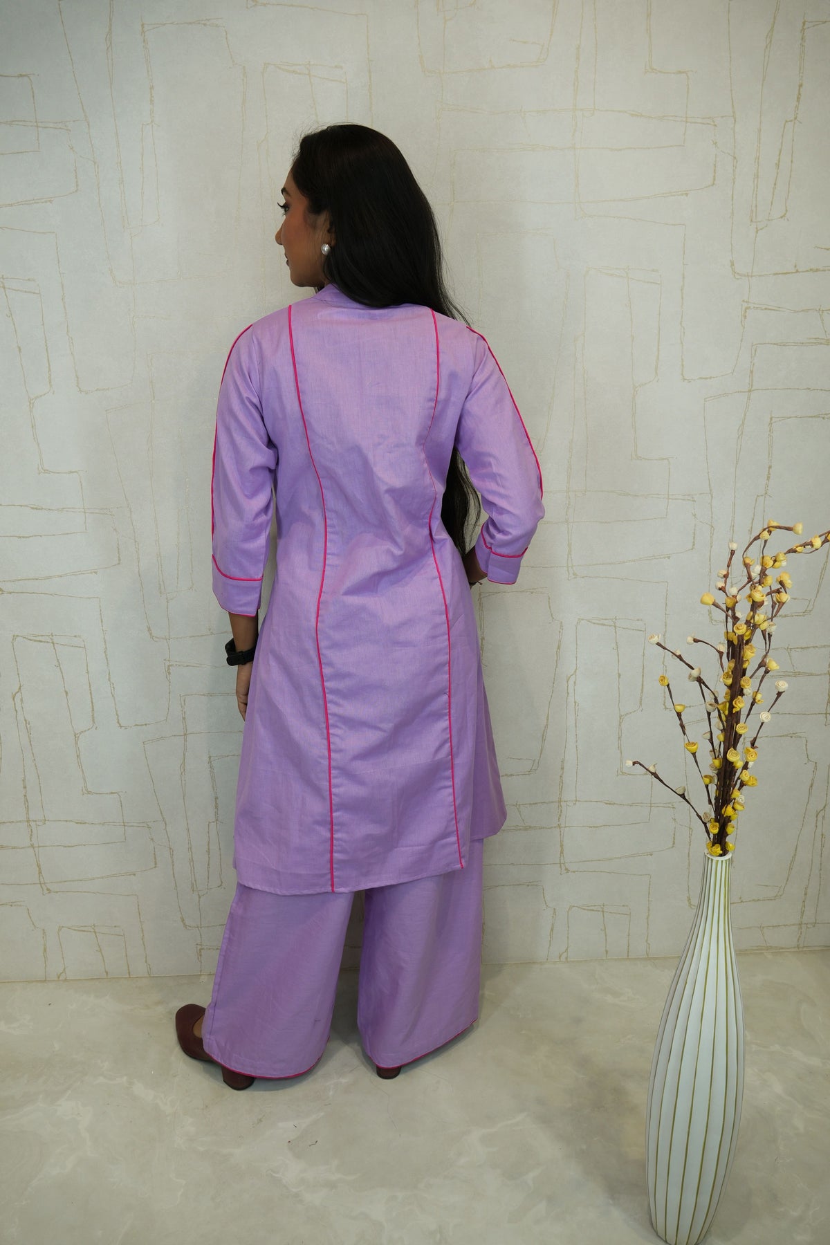 Lilac Straight Kurta with Plazzo Set