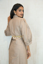 Champagne Gold Kurta Set with Beaded Tassel Detail