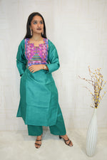Teal Radiance Handcrafted Sufee Embroidered Kurti