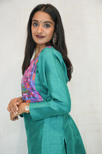 Teal Radiance Handcrafted Sufee Embroidered Kurti