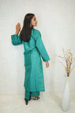 Teal Radiance Handcrafted Sufee Embroidered Kurti