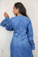 Royal Blue & Beige Embellished Kurti