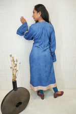 Royal Blue & Beige Embellished Kurti